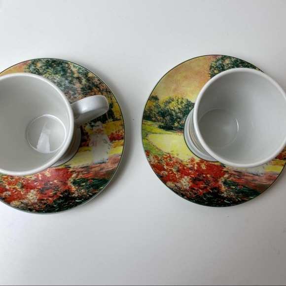 Set Of Two German Demitasse Porcelain China  Cup & Saucer Beautiful Nature Scene - Picture 3 of 8